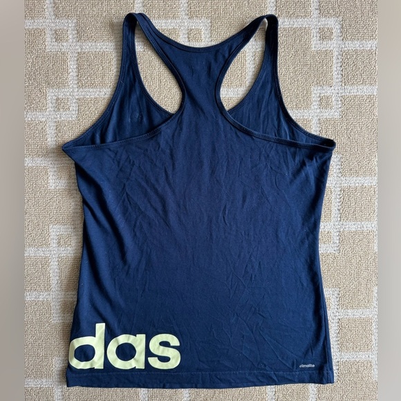 New Adidas Navy Blue Climalite Racerback Tank Top Sport Essentials Logo Size M - Picture 4 of 8